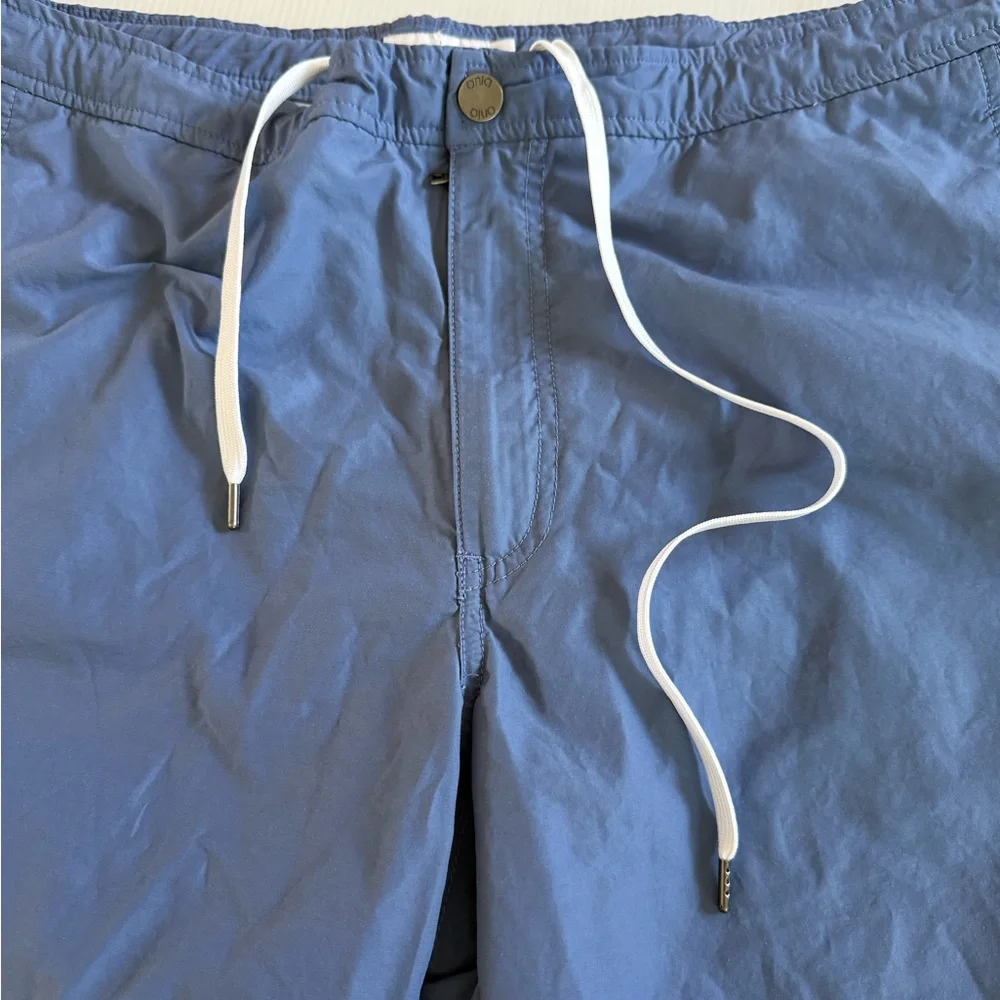 Onia Calder Mens Swim Shorts 38 Blue‎ Solid Lined Drawstring Hybrid